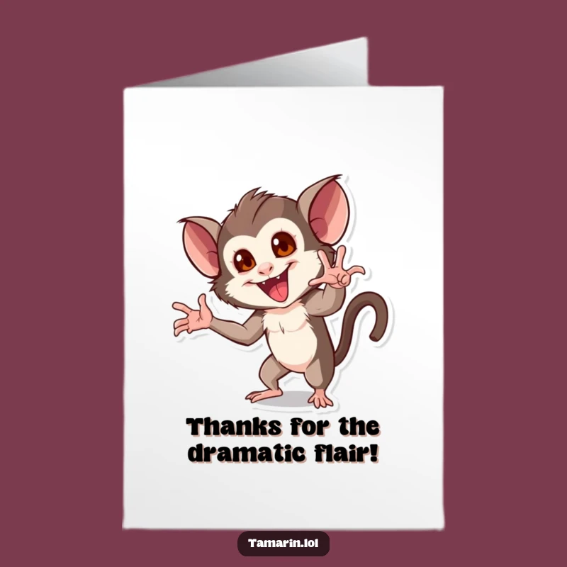 Free Printable Thank You Card: Tamarin's Dramatic Gratitude DIY Downloadable Gift