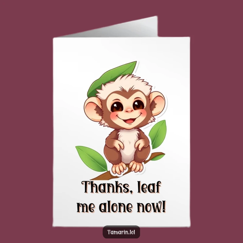 Free Printable Leaf Hat Monkey Thank You Card - Funny Downloadable Gift