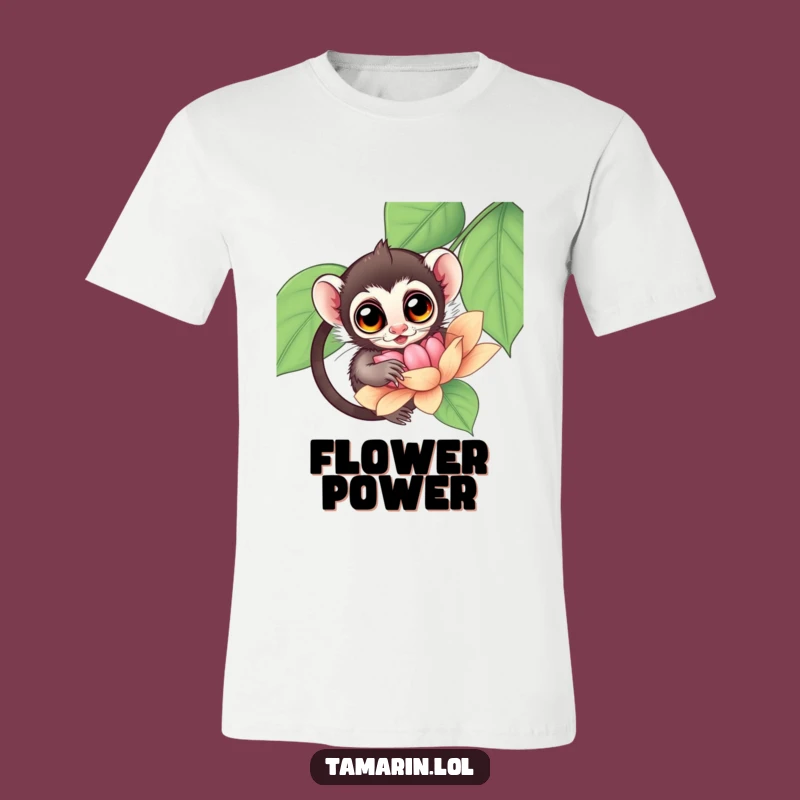Funny Tamarin Flower T-Shirt: Wide-Eyed Explorer Graphic, Adorable Funny Gift Tee