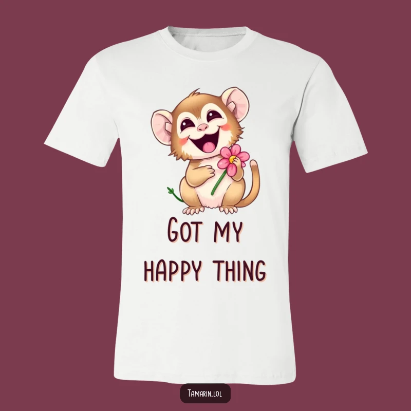 Funny Giggling Tamarin T-Shirt: Joyful Flower Monkey Tee Gift