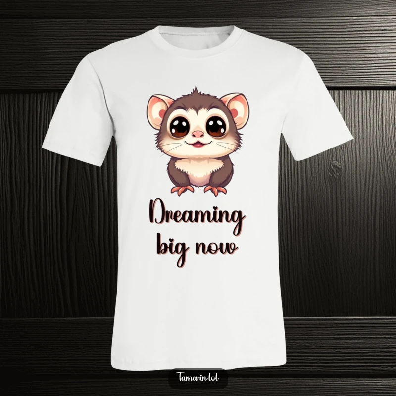 Funny Tamarin T-Shirt: Features a tamarin with large, happy eyes gazing upwards, embodying pure joy and wonder.