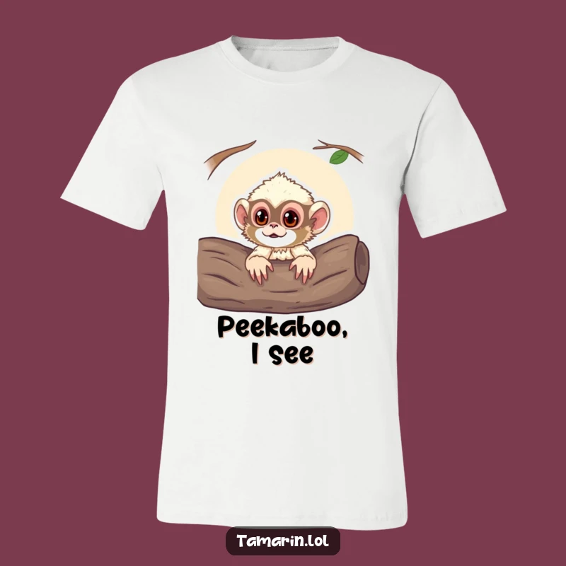 Funny Curious Tamarin Monkey T-Shirt: Peek-a-Boo Fun!