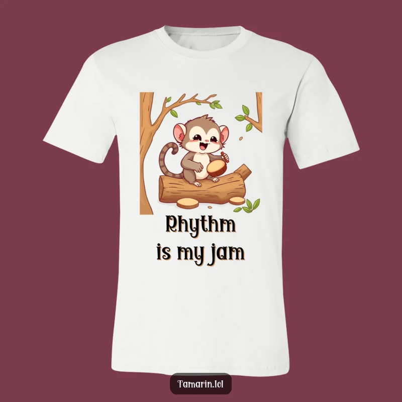 Funny Tamarin Drummer T-Shirt - Wild Rhythms Enthusiastic Monkey Tee Funny Gift