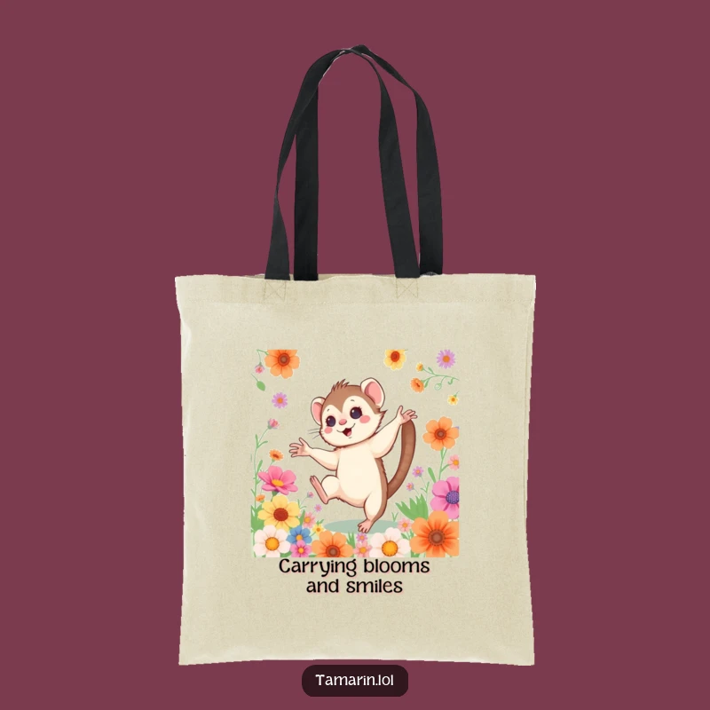 Funny Cartwheeling Tamarin Tote Bag: Vibrant Monkey Carry-all, Carry Fun Everywhere, Funny Gift