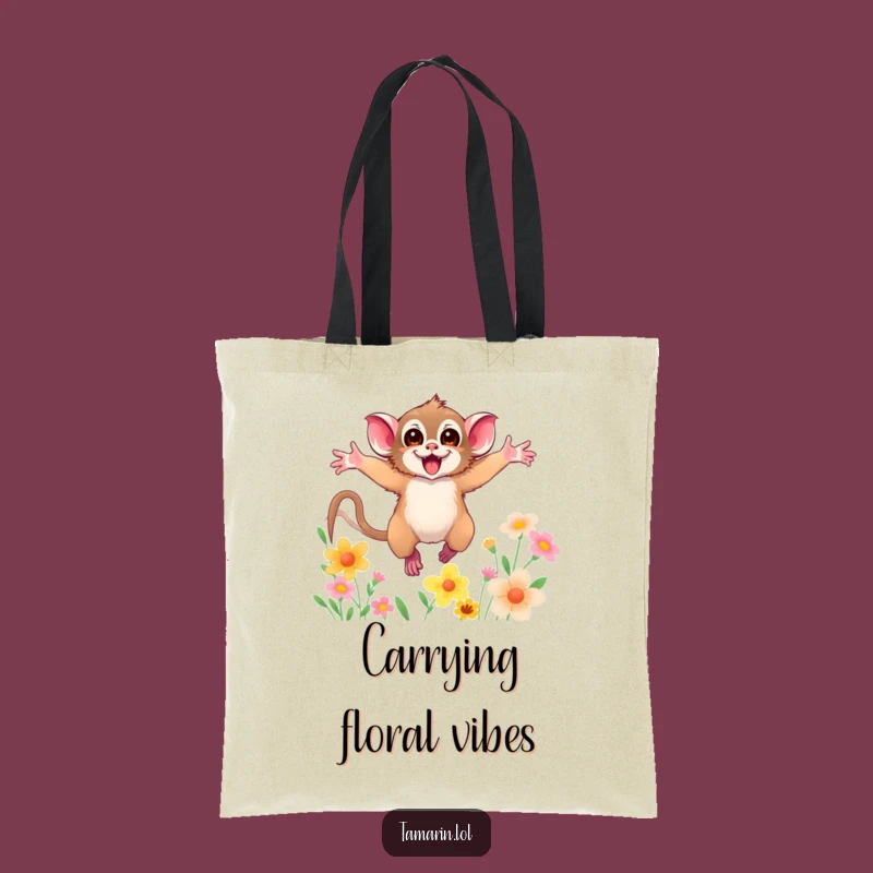 Funny Tamarin Tote Bag: Flower Hopper Design, Hilarious Style for Outings
