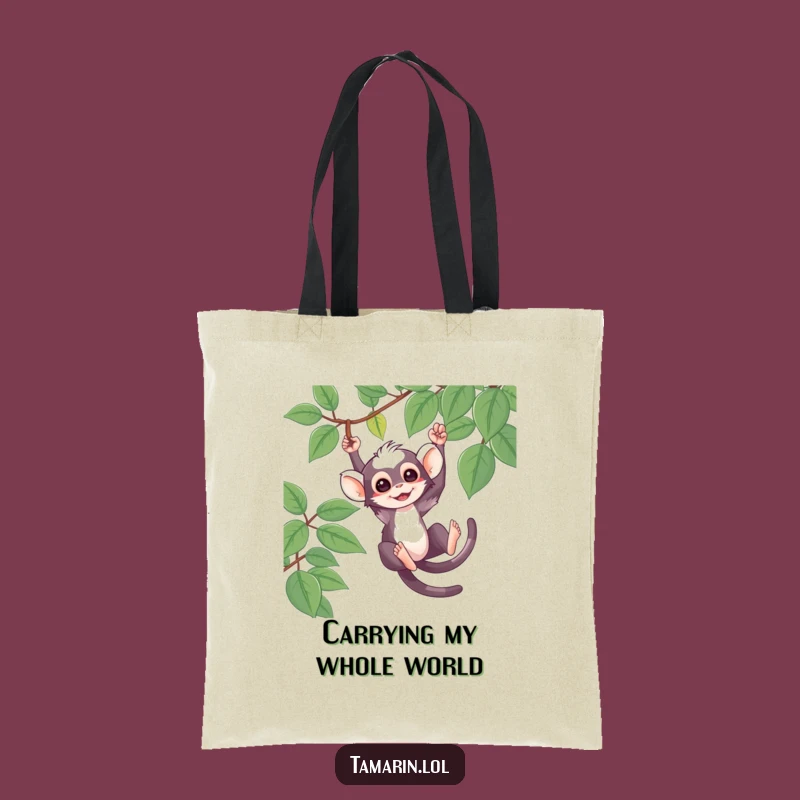 Funny Tamarin Tote Bag: Swinging Monkey Design, Jungle Fun, Practical Funny Gift.