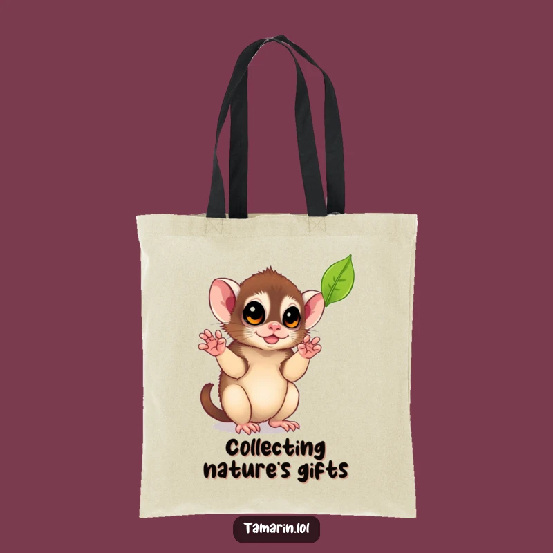 Funny Leaf-Catching Tamarin Tote Bag: Playful Monkey Carry-all, Cute and Practical Funny Gift