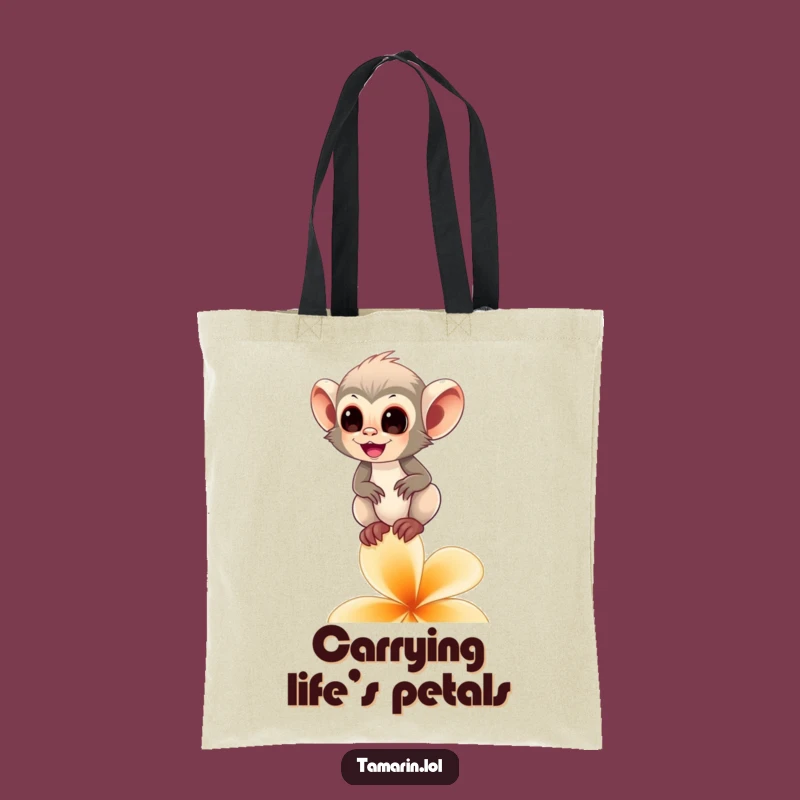 Funny Tamarin Monkey Flower Tote Bag - Stylish & Comical Primate Accessory