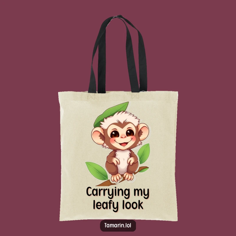 Funny Tamarin Monkey Leaf Hat Tote Bag - Stylish & Comical Primate Accessory