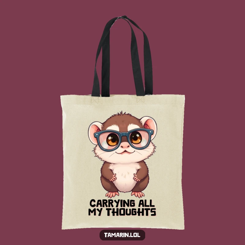 Funny Tamarin Squinting Tote Bag - Chic Oversized Glasses Monkey Carry-All Gift