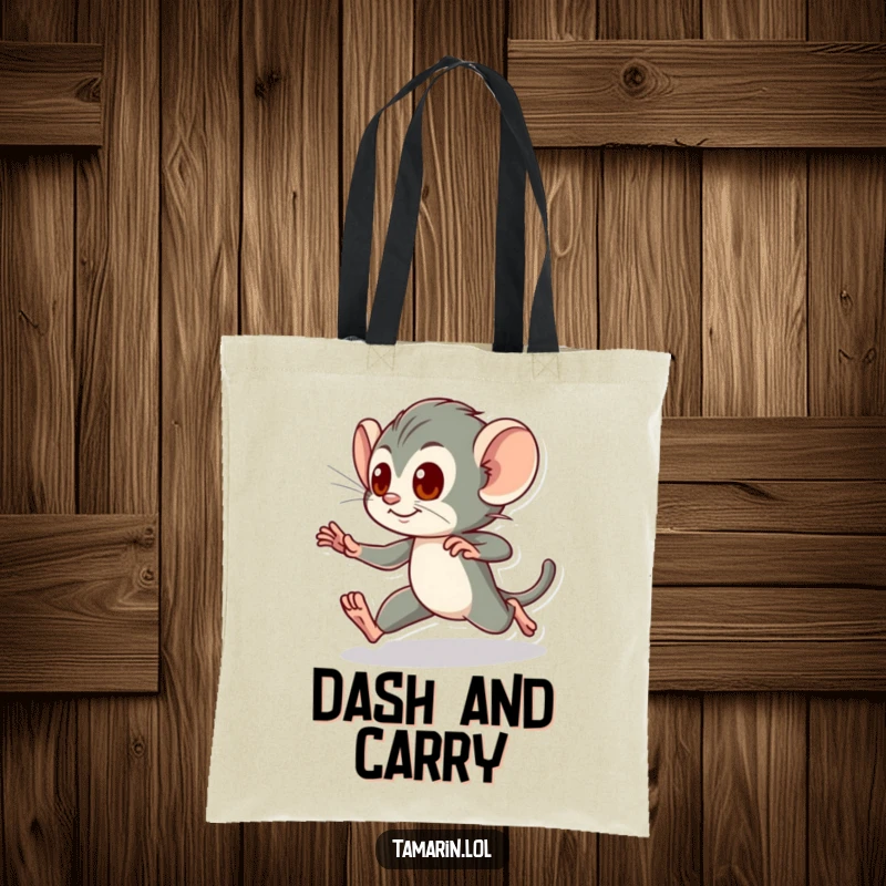 Funny Tote Bag: A tamarin dashes energetically, symbolizing swiftness and drive, ideal for a funny gift.